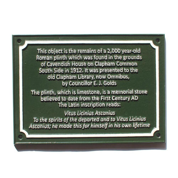 Cast Aluminium Historical Commemorative Garden Plaque Signcast