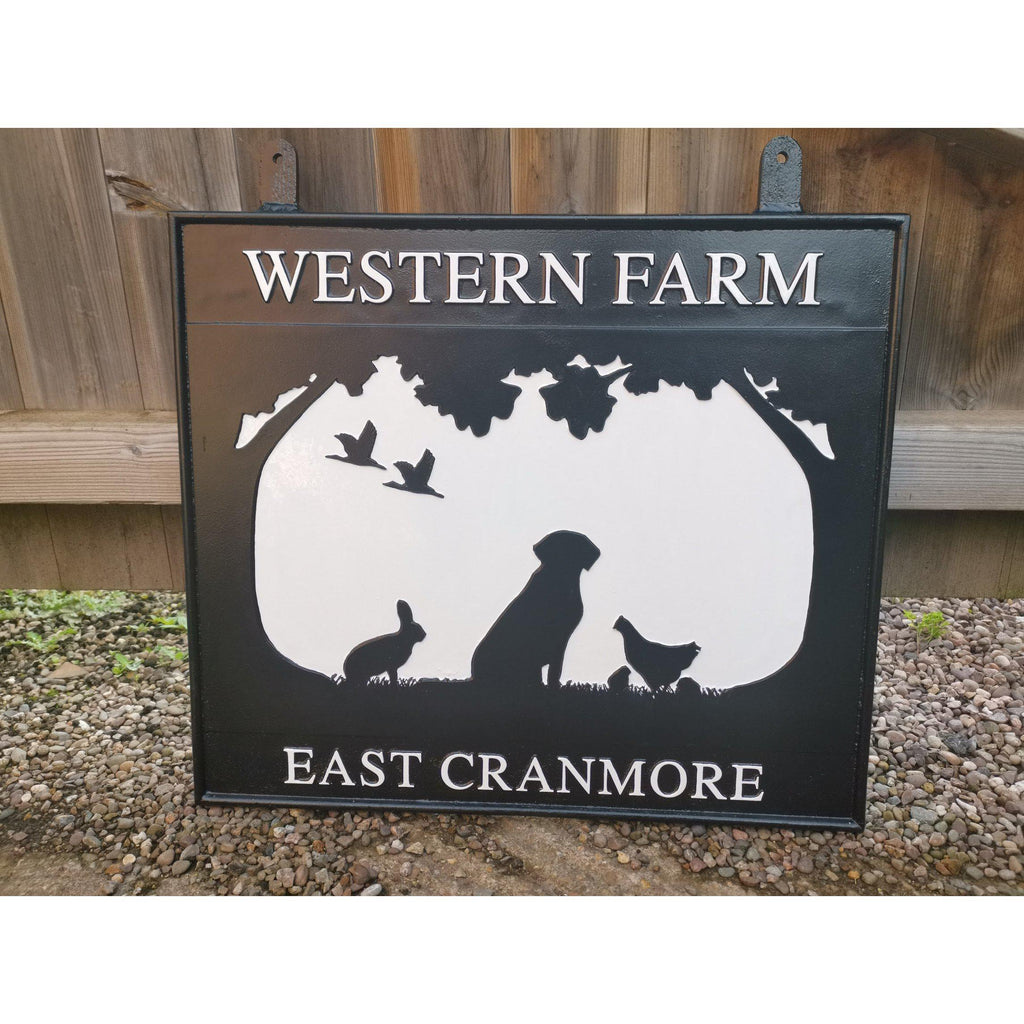 Double Sided Hanging Farm Sign-Custom made Cast House Signs-Signcast