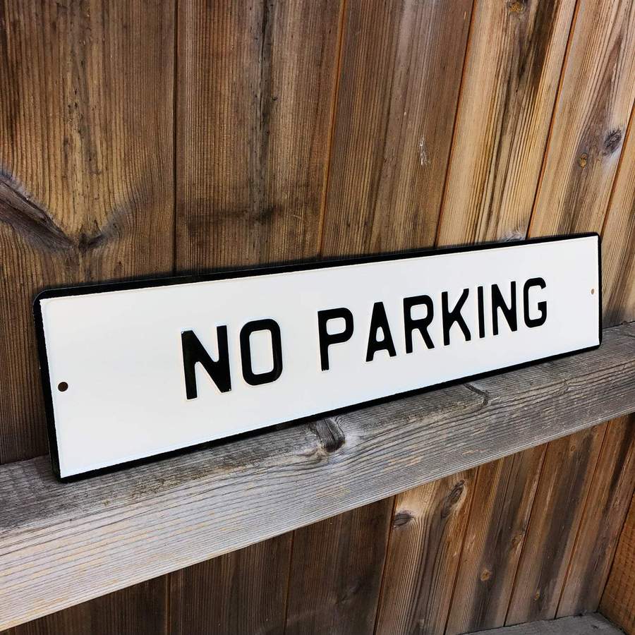 Pressed Enamel No Parking Sign