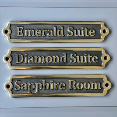 Cast Brass Room Name Signs