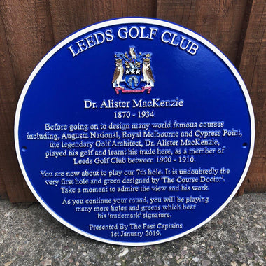 Leeds Golf Club Commemorative Blue Plaque-Cast Aluminium Commemorative Plaques-Signcast