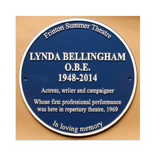 Lynda Bellingham O.B.E Cast Round Blue Plaque 300mm-Blue Plaques-Signcast