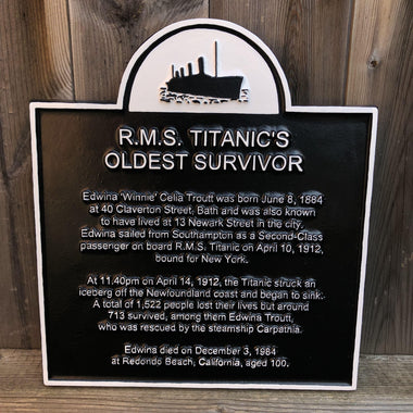 Titanic Survivor Memorial Plaque-Cast Aluminium Memorial Plaques-Signcast