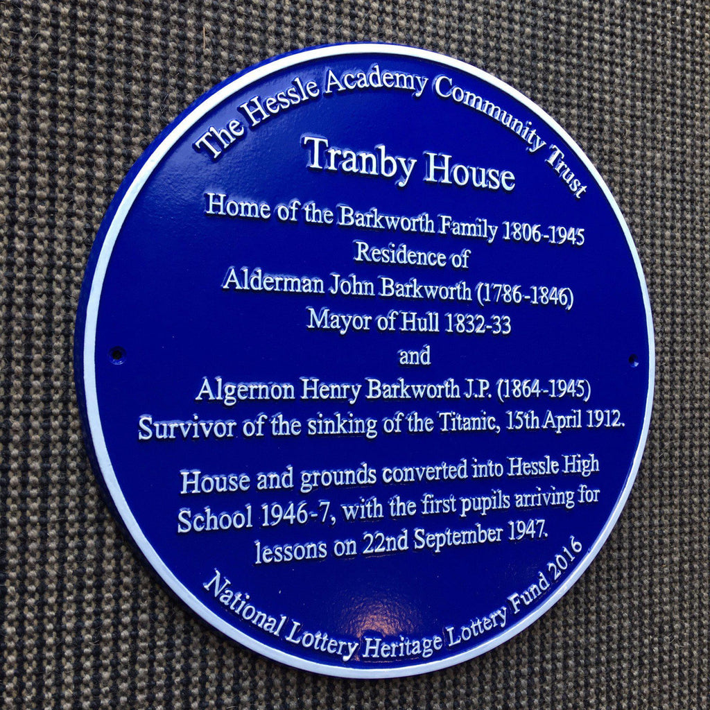 Tranby House Historical Blue Plaque-Historical Information Plaques-Signcast