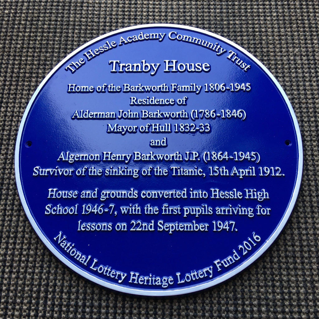 Tranby House Historical Blue Plaque-Historical Information Plaques-Signcast